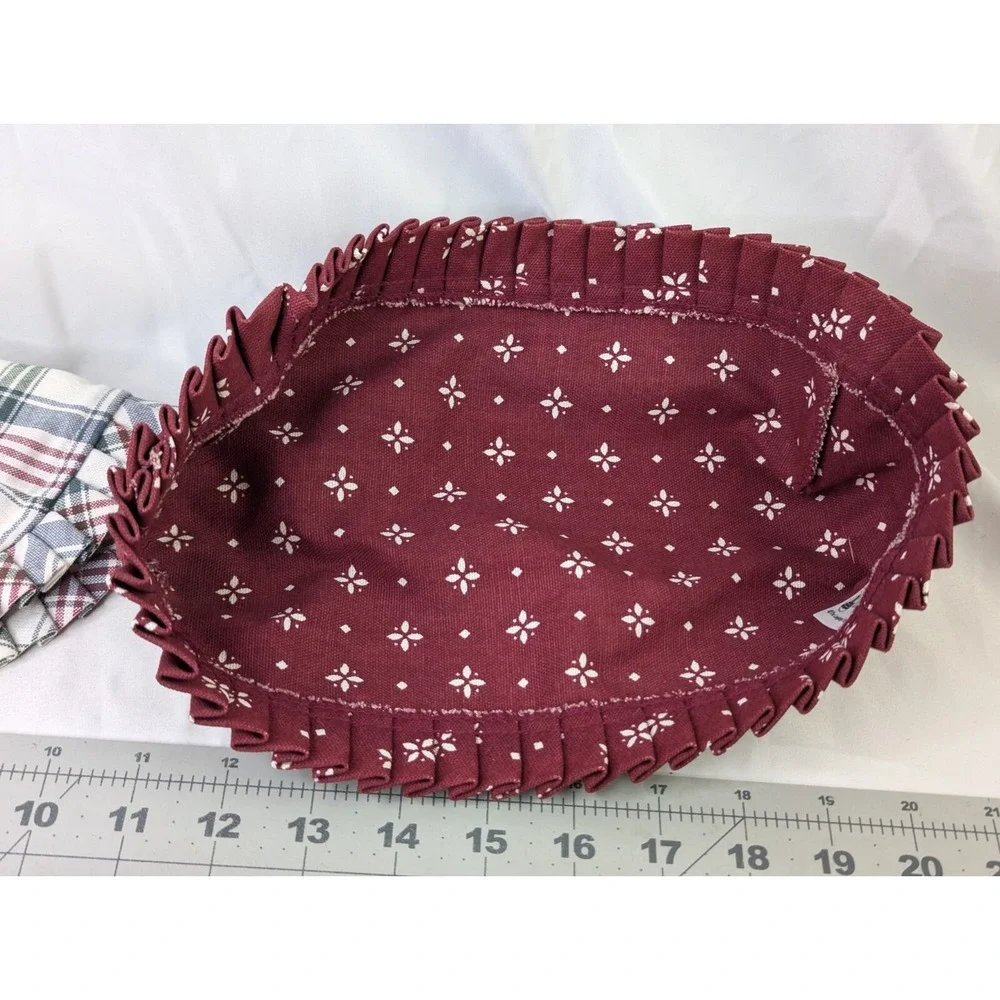 Longaberger‎ Fabric Basket Liner Lot of 3 Market Plaid Red Blue Flower Trellis